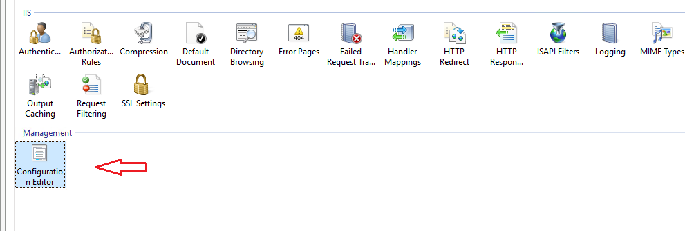 The Management section of the Mailscape site home page with Configuration Editor highlighted